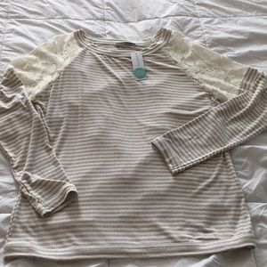 Stitch Fix Long sleeve lace shoulder t